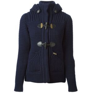 Bark Womens Montgomery Hood Knitted Jacket X-Small Navy
